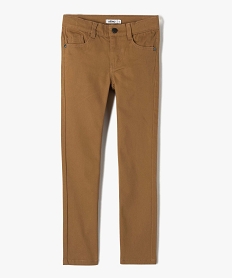 pantalon garcon coupe skinny en toile extensible brun pantalonsD543601_2