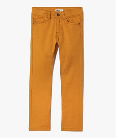 pantalon garcon uni coupe slim extensible jaune pantalonsD543801_1