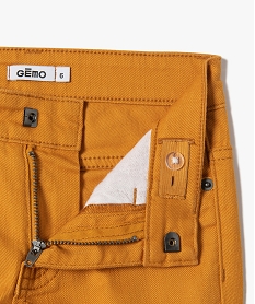 pantalon garcon uni coupe slim extensible jaune pantalonsD543801_2