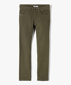 pantalon garcon uni coupe slim extensible vert pantalonsD543901_1