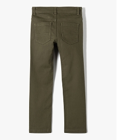 pantalon garcon uni coupe slim extensible vert pantalonsD543901_3