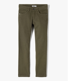 pantalon garcon uni coupe slim extensible vert pantalonsD543901_4