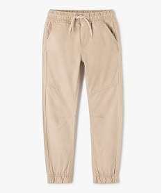 pantalon garcon en toile avec taille et chevilles elastiquees beige pantalonsD544201_1