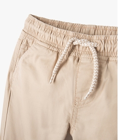pantalon garcon en toile avec taille et chevilles elastiquees beige pantalonsD544201_2