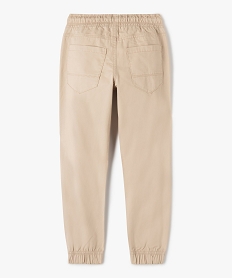 pantalon garcon en toile avec taille et chevilles elastiquees beige pantalonsD544201_3