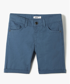 bermuda garcon en coton twill uni a revers bleu horizon shorts bermudas et pantacourtsD544401_4