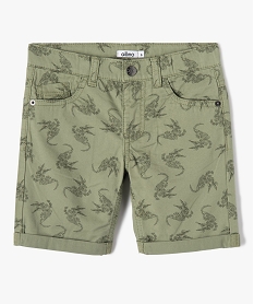 GEMO Bermuda garçon en coton twill imprimé à revers Imprimé