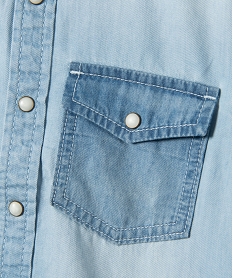 chemise en jean garcon a pieces contrastantes - lulucastagnette bleuD545701_2