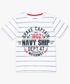 GEMO Tee-shirt garçon avec motif et inscription streetwear Noir