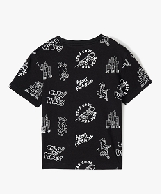 tee-shirt garcon a manches courtes imprime streetwear noirD550201_3