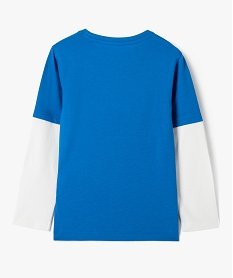tee-shirt garcon a manches longues effet 2-en-1 bleu tee-shirtsD552101_3