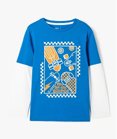 tee-shirt garcon a manches longues effet 2-en-1 bleu tee-shirtsD552101_4