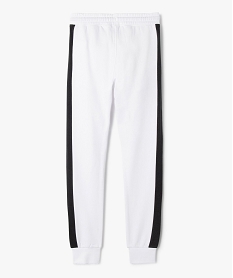 pantalon de jogging garcon avec bandes contrastantes sur les cotes blanc pantalonsD553101_3