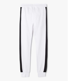 pantalon de jogging garcon avec bandes contrastantes sur les cotes blancD553101_4