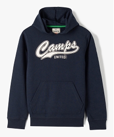 sweat garcon a capuche avec inscription poitrine - camps united bleu sweatsD554601_1