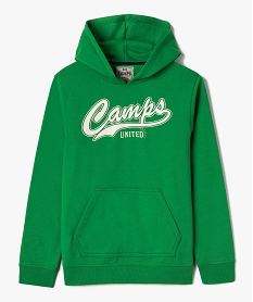 sweat garcon a capuche avec inscription poitrine - camps united vert sweatsD554701_1