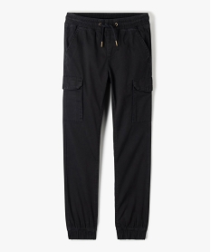pantalon garcon en toile unie coupe jogger noir pantalonsD556001_1