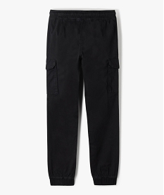 pantalon garcon en toile unie coupe jogger noirD556001_4