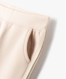 pantalon de jogging fille avec bande pailletee sur les cotes beige pantalonsD562101_2