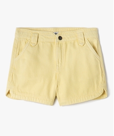 GEMO Short fille en toile denim avec bas arrondi Jaune