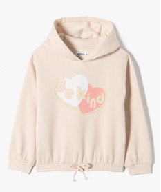GEMO Sweat fille à capuche avec bas resserré Beige