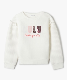 GEMO Sweat fille avec motif pailleté et volants sur les épaules - LuluCastagnette Bleu