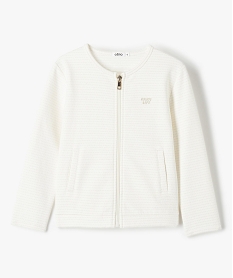 GEMO Sweat zippé à col rond avec motifs pailletés fille Beige