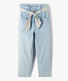 pantalon fille delave avec ceinture fleurie amovible bleu jeansD566901_2