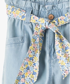 pantalon fille delave avec ceinture fleurie amovible bleu jeansD566901_3