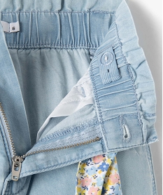 pantalon fille delave avec ceinture fleurie amovible bleuD566901_4