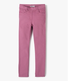 pantalon fille skinny uni a taille elastiquee violet pantalonsD567201_1