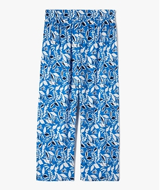pantalon fille fluide a motifs feuillage exotique bleuD568501_1