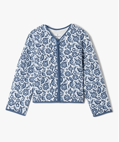 veste fille matelassee a motifs fleuris - lulucastagnette bleu blousons et vestesD570301_1