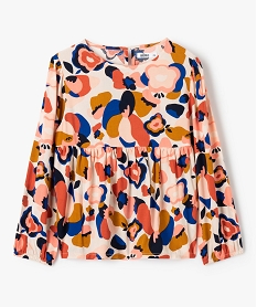 GEMO Blouse fille coupe empire à manches longues et motifs Multicolore