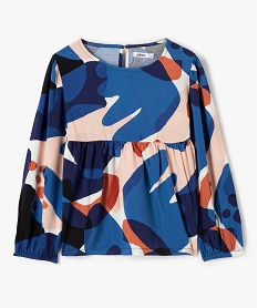 GEMO Blouse fille imprimée coupe empire à manches longues Multicolore