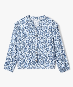 chemise fille a motifs fleuris et rayures pailletees - lulucastagnette bleu chemises et blousesD571401_1