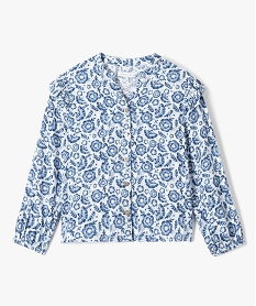 GEMO Chemise fille à motifs fleuris et rayures pailletées - LuluCastagnette Bleu
