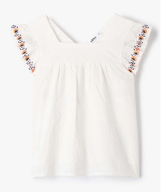 chemise fille a manches courtes avec volants brodes beigeD572201_1