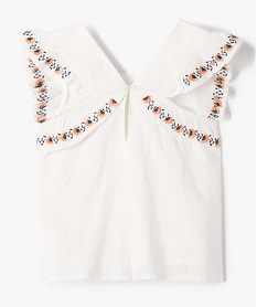 chemise fille a manches courtes avec volants brodes beigeD572201_3