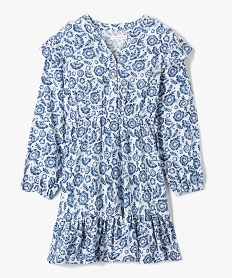 GEMO Robe fille à motifs fleuris et rayures pailletées - LuluCastagnette Bleu