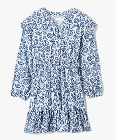 robe fille a motifs fleuris et rayures pailletees - lulucastagnette bleu robes et jupesD572701_1