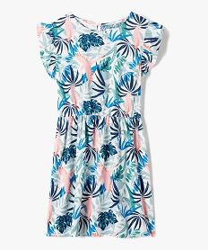GEMO Robe fille à motifs et volants aux épaules Beige