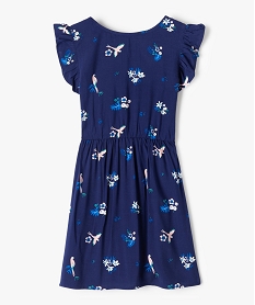 GEMO Robe fille à motifs et volants aux épaules Bleu