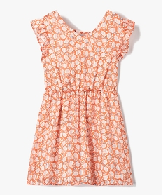 GEMO Robe fille sans manches à motifs fleuris et rayures pailletées Orange