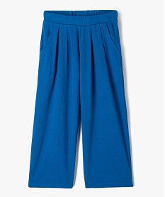 pantalon fille en maille gaufree extensible bleu pantalonsD574001_1