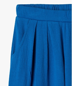 pantalon fille en maille gaufree extensible bleu pantalonsD574001_2