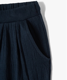pantalon fille en maille gaufree extensible bleu pantalonsD574101_2
