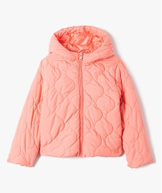GEMO Blouson fille à capuche en matière matelassée Rose