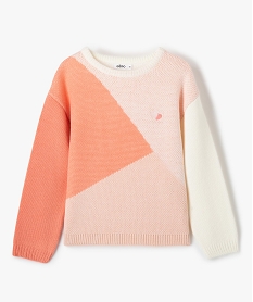 GEMO Pull fille en grosse maille jacquard Rose