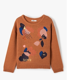 GEMO Pull fille en grosse maille jacquard Multicolore